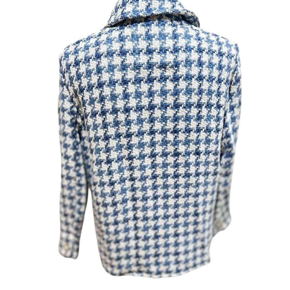 Zara Blue and White Houndstooth Button Down Shirt - Picture 9 of 12